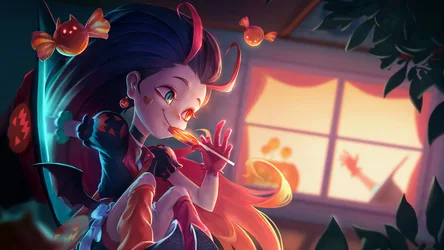 Zoe from League of Legends in Halloween Costume - free gaming wallpaper 3840×2160
