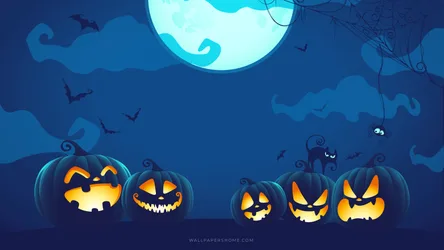 Spooky Halloween Pumpkins Under The Moonlight - free wallpaper 7680×4320