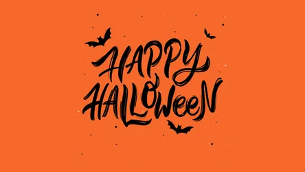 Happy Halloween Typography Orange Background - free art & design wallpaper 3840×2160