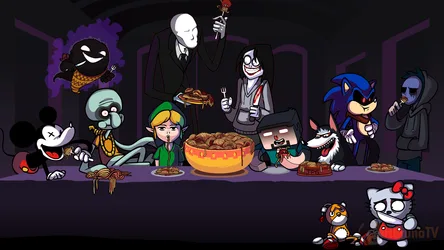 Video Game Characters' Last Supper Parody - free wallpaper 1920×1080