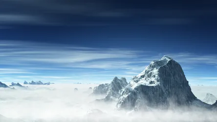 Snowy Mountain Peak Rising Above The Clouds - free wallpaper 3840×2160
