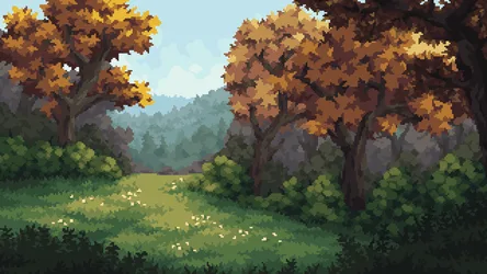 Autumn Forest Clearing at Peaceful Dusk - free landscapes wallpaper 1920×1080