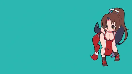 Mai Shiranui in Red Dress - King of Fighters Chibi Art - free anime wallpaper 3200×1800