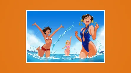 Chun-Li, Sakura and Cammy at the Beach - free wallpaper 2560×1440