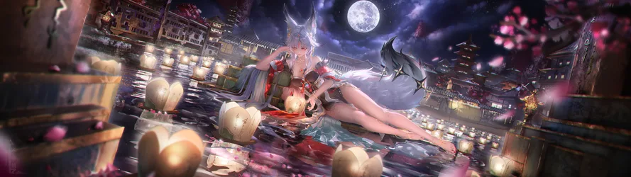 Hsin Under The Moonlight In Wuthering Waves - free anime wallpaper 6912×1944
