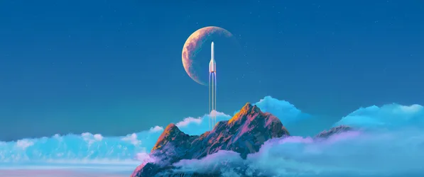 Rocket Launch to the Colorful Sky - free space wallpaper 5156×2160