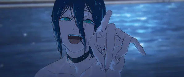 Reze from Chainsaw Man Laughing in the Water - free wallpaper 4096×1716