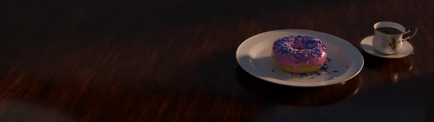 Morning Indulgence with Glazed Donut and Coffee - free wallpaper 5120×1440