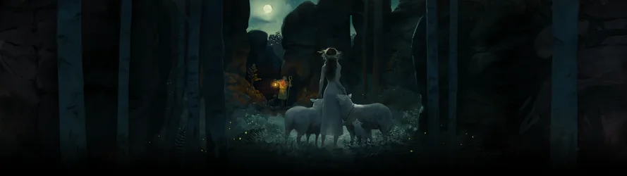 Kingdom Come Deliverance Woman with Sheep Under Moonlight - free fantasy wallpaper 5120×1440