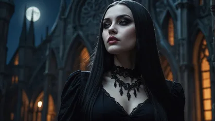 Gothic Woman in Dark Medieval Alleyway at Night - free people & portraits wallpaper 5000×2828