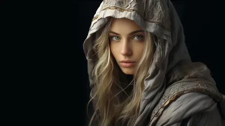 Fantasy Woman in Ornate Hooded Cloak Portrait - free people & portraits wallpaper 4267×2400