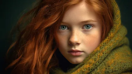 Young Girl with Red Hair in Green Wrap Portrait - free people & portraits wallpaper 6000×3375