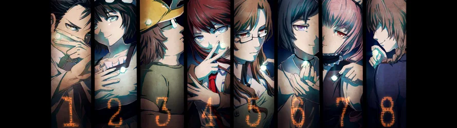 Steins;Gate Characters Numbered Portrait Collection - free anime wallpaper 5120×1440