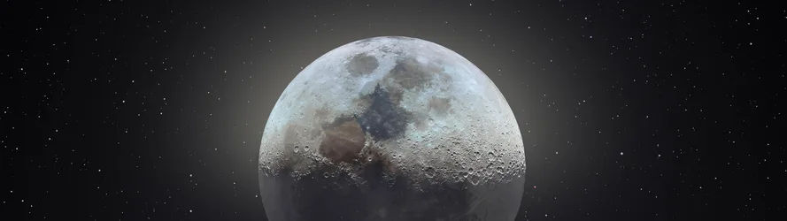 Lunar Surface in Deep Space - free space wallpaper 5120×1440
