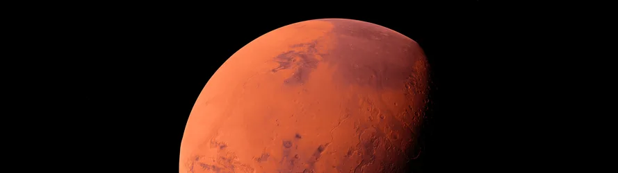 Mars in Minimalist Space - free space wallpaper 5120×1440
