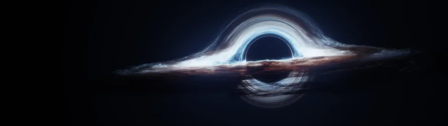 Event Horizon Black Hole in Space - free wallpaper 3840×1080
