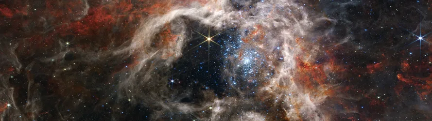 Tarantula Nebula Observed by James Webb Space Telescope - free space wallpaper 5120×1440