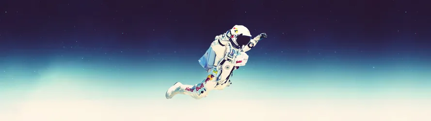 Felix Baumgartner Red Bull Stratos Skydive - free space wallpaper 5120×1440