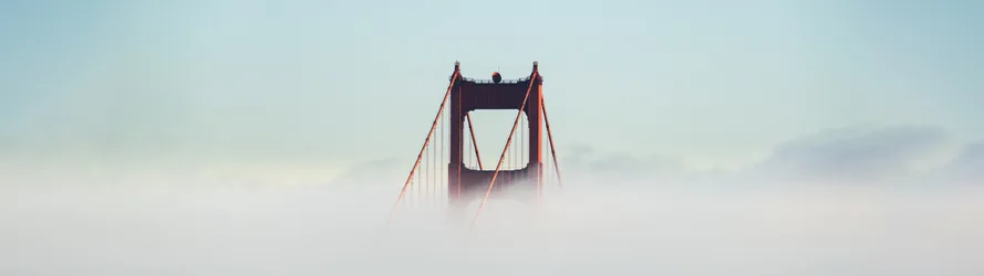 Golden Gate Bridge In The Fog - free wallpaper 5120×1440