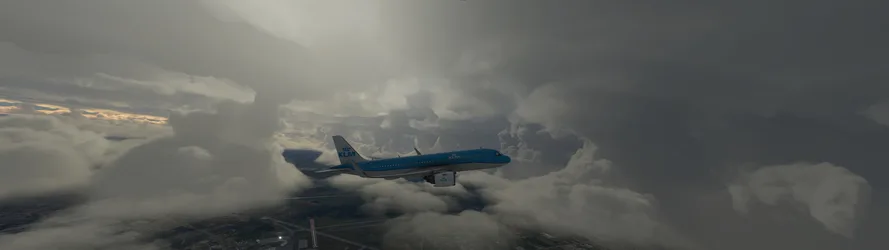 KLM Airbus A320 Flying Through Clouds - free cars & vehicles wallpaper 5120×1440