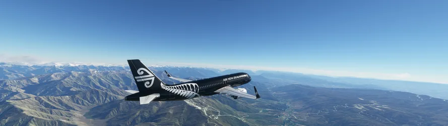 Air New Zealand Flight Over Alpine Landscape - free gaming wallpaper 5120×1440