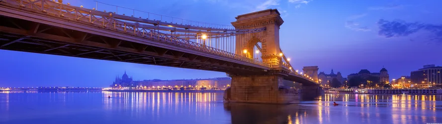Budapest Chain Bridge Over The Danube At Twilight - free architecture wallpaper 5120×1440