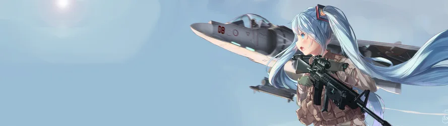 Hatsune Miku Military Pilot with Harrier Aircraft - free anime wallpaper 3840×1080