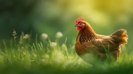 Golden Rooster in Meadow with Soft Green Bokeh - free animals wallpaper 3840×2160