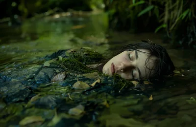Child Resting in Shallow Water Among Moss and Plants - free people & portraits wallpaper 6144×4000