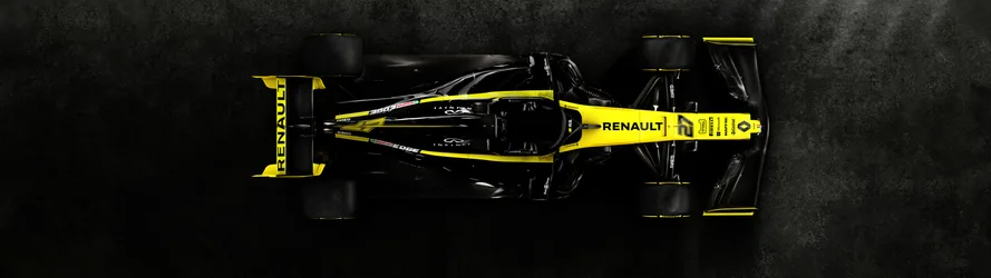 Renault Formula 1 Race Car Yellow Black Top View - free wallpaper 8601×2419