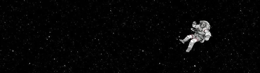 Astronaut Floating Among Stars - free space wallpaper 3840×1080