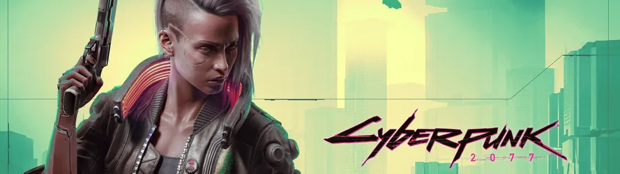 Cyberpunk 2077 Female Agent with Pistol in Neon City - free gaming wallpaper 3840×1080