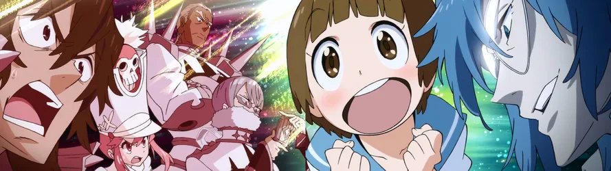 Mankanshoku Mako and Kill la Kill Characters in Action - free anime wallpaper 3840×1080