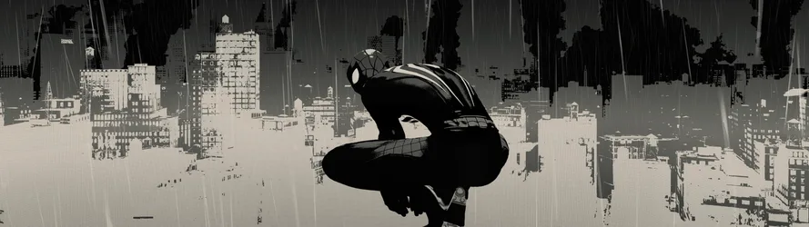 Spider-Man Over The City In Monochrome - free movies & tv wallpaper 7680×2160