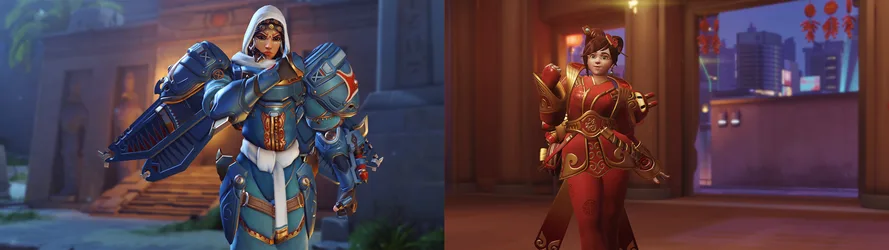 Mei and Pharah Lunar New Year Skins Overwatch - free gaming wallpaper 3840×1080