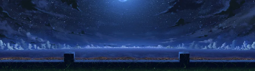 Starlit Night Over the Endless Sea - free landscapes wallpaper 3840×1080