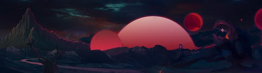 Alien Worlds A Synthwave Journey Through Red Planet Skies - free sci-fi wallpaper 3840×1080