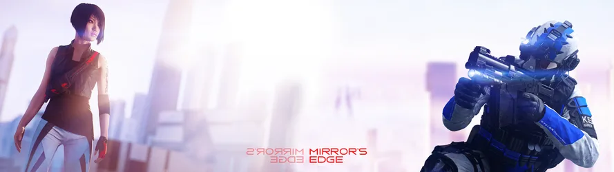 Faith Connors of Mirror's Edge Catalyst in a Futuristic City - free gaming wallpaper 3840×1080
