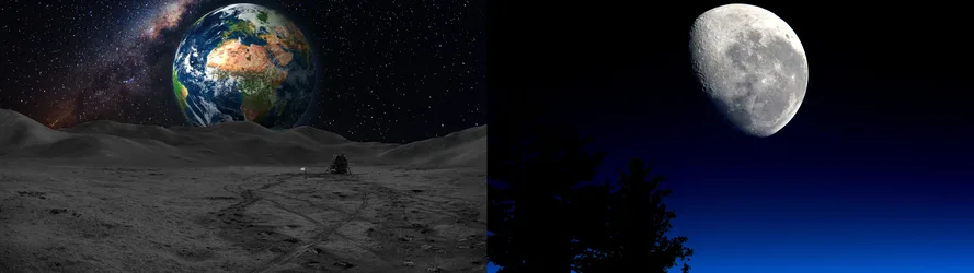 Earth and Moon Dual Monitor Wallpaper - free space wallpaper 3840×1080