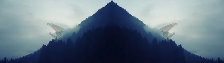 Eagles Over The Misty Mountain Forest - free wallpaper 3840×1080