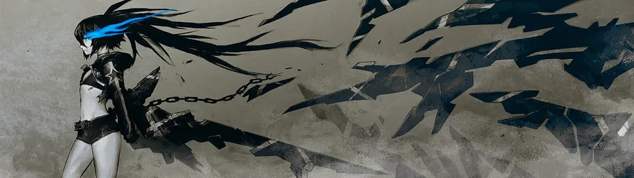 Black Rock Shooter Chained in Combat - free anime wallpaper 3840×1080