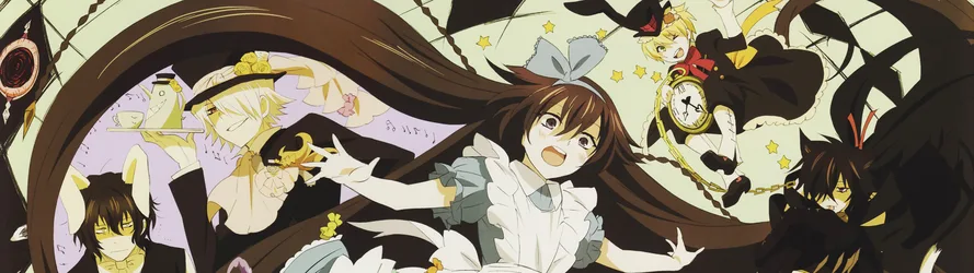 Oz Vessalius and Alice from Pandora Hearts in Wonderland - free wallpaper 3840×1080