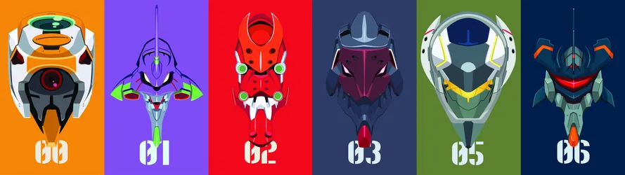 Neon Genesis Evangelion EVA Units Minimalist Collection - free wallpaper 3840×1080