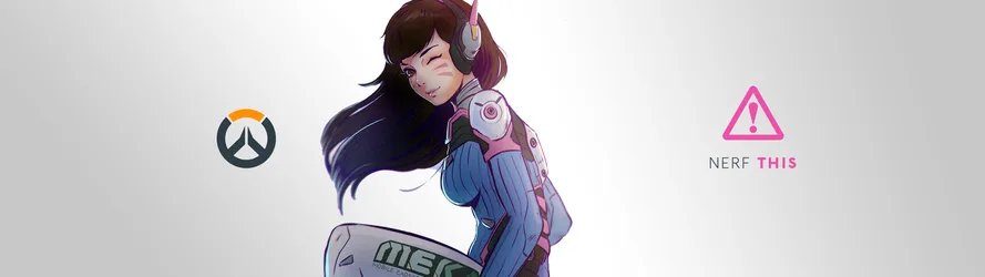 D.Va of Overwatch with Headphones on White Background - free wallpaper 3840×1080