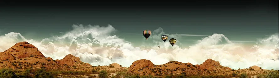 Desert Sky Hot Air Balloons - free wallpaper 3840×1080
