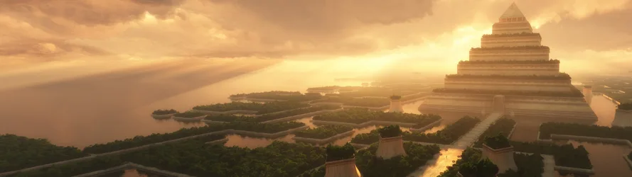 Ancient Pyramid Kingdom at Golden Sunset - free wallpaper 3840×1080