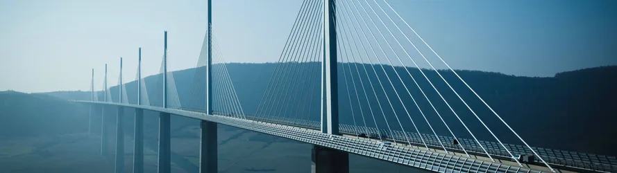 Millau Viaduct Suspension Bridge in France - free wallpaper 3840×1080