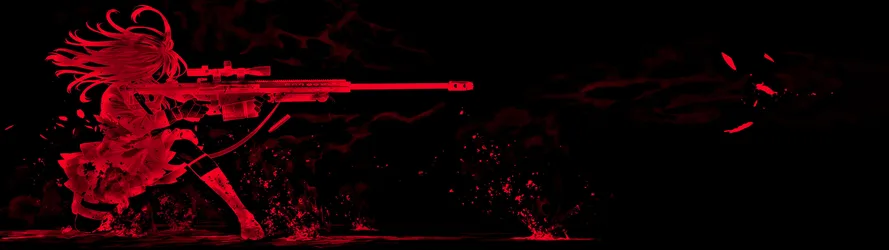 Gunslinger Girl Sniper in Red - free wallpaper 3840×1080