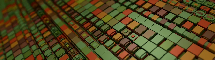 3D Abstract Colored Blocks Digital Art - free wallpaper 3840×1080