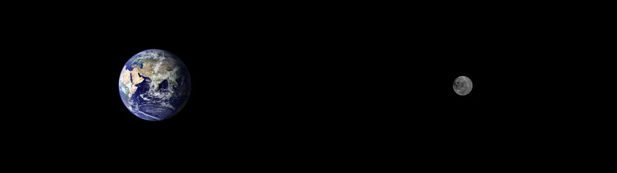 Earth and Moon in Space - free space wallpaper 3840×1080